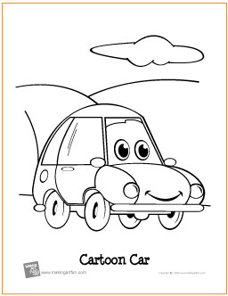  Coloring Pages on Cartoon Car   Free Printable Coloring Page